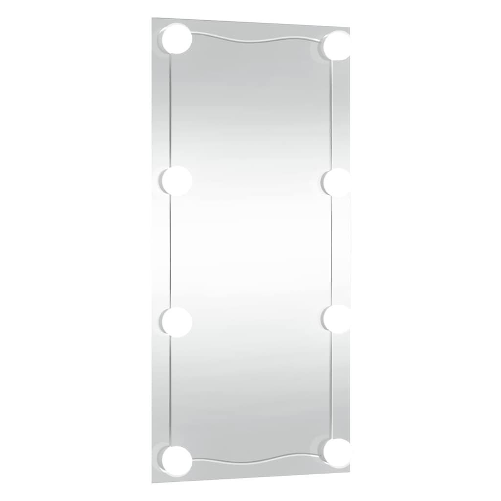 Väggspegel med LED-belysning glas rektangulär