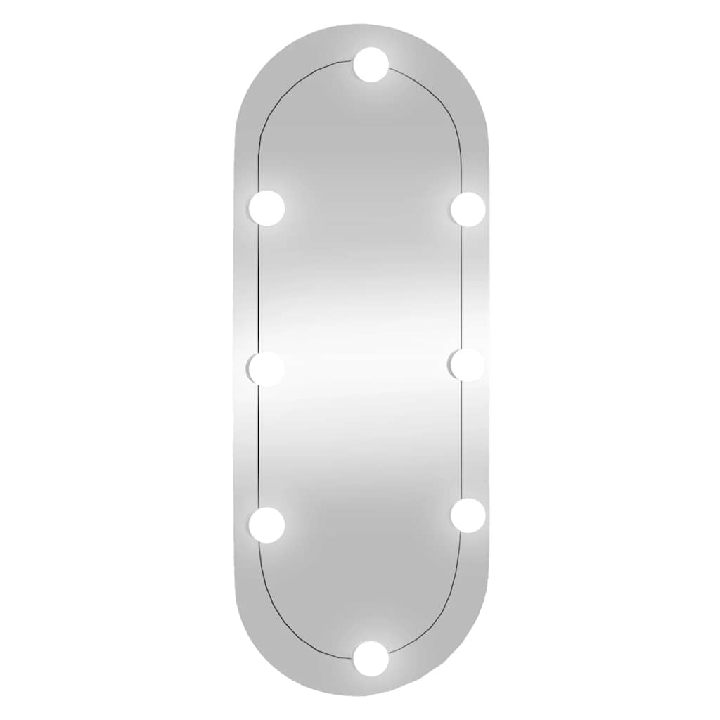 Väggspegel med LED-belysning glas oval