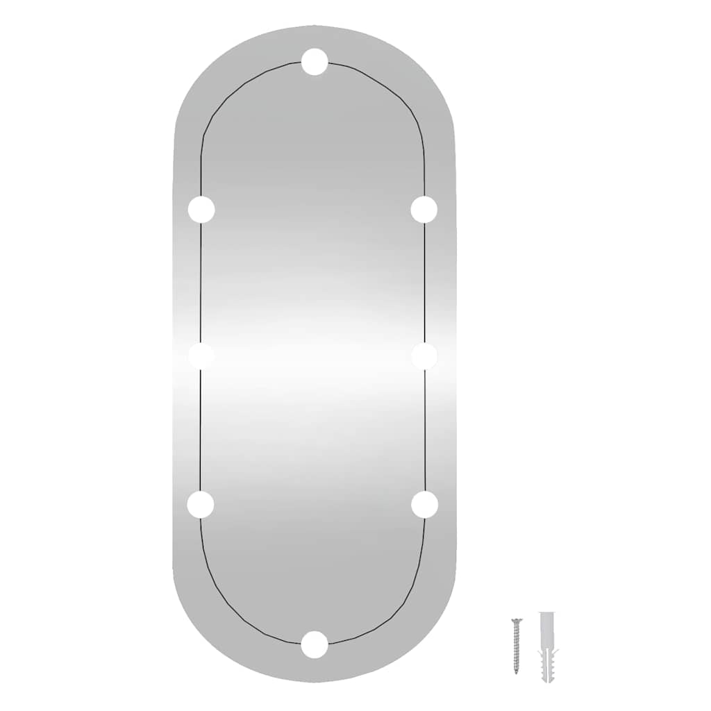 Väggspegel med LED-belysning glas oval