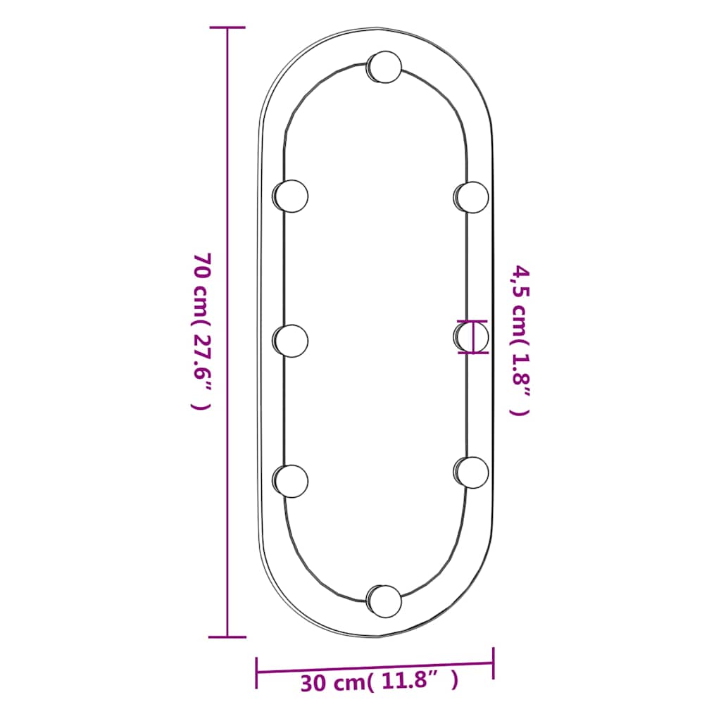 Väggspegel med LED-belysning glas oval