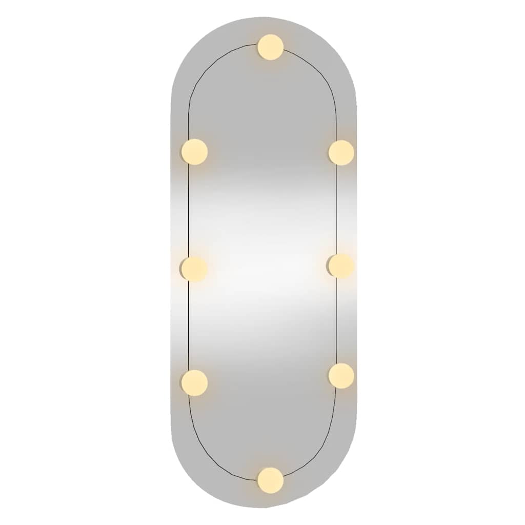 Väggspegel med LED-belysning glas oval