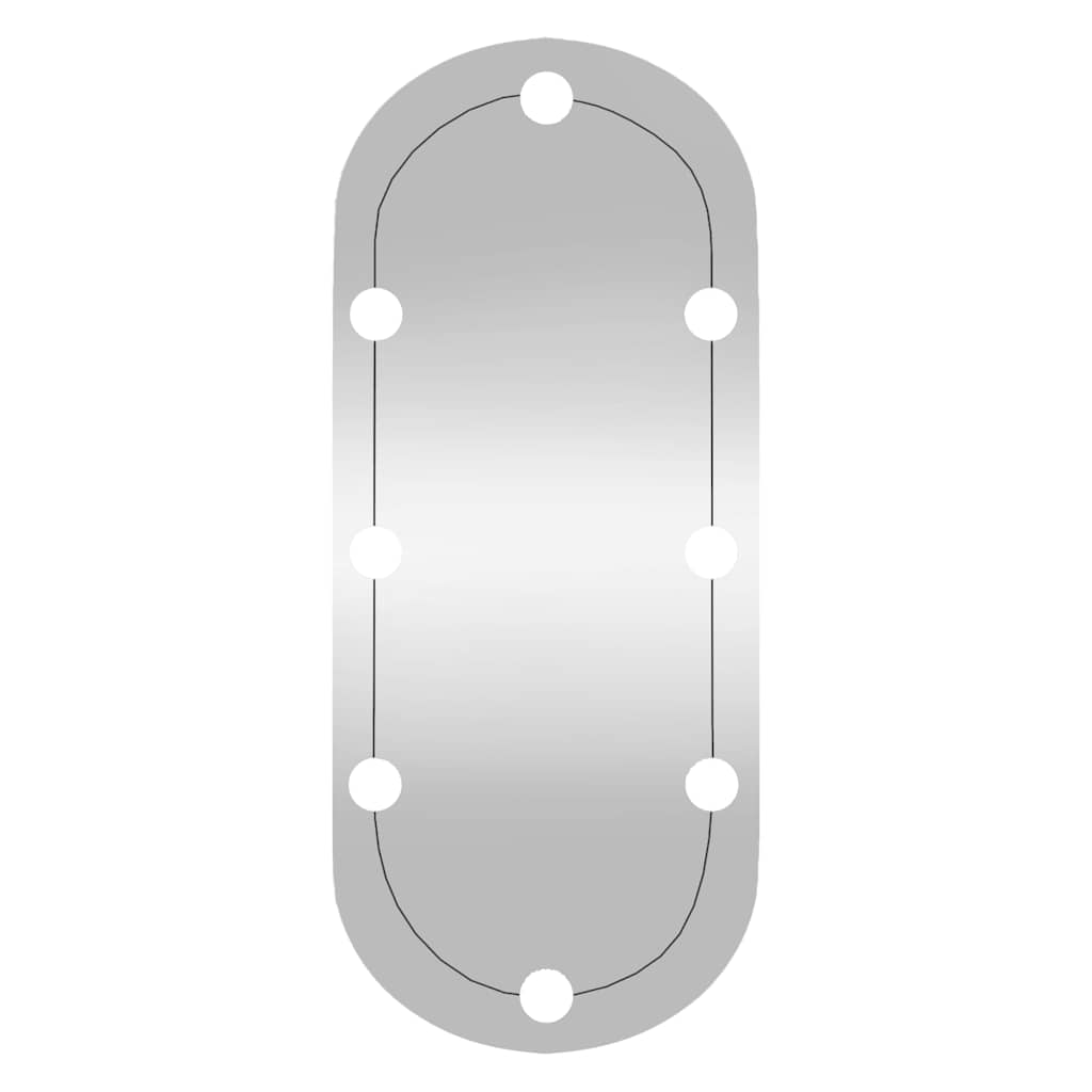 Väggspegel med LED-belysning glas oval