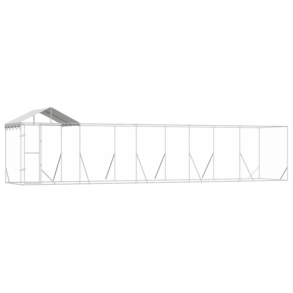 Hundgård med tak silver10x2x2, galvaniserat