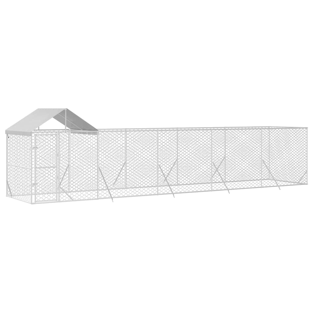 Hundgård med tak silver10x2x2, galvaniserat