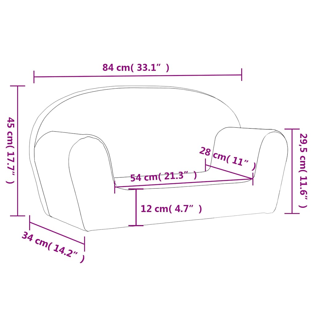 Barnsoffa 2-sits Mjuk Plysch