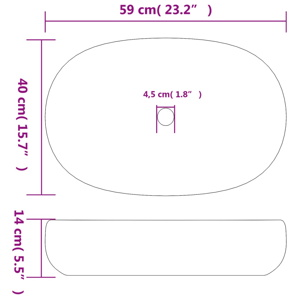 Handfat oval keramik