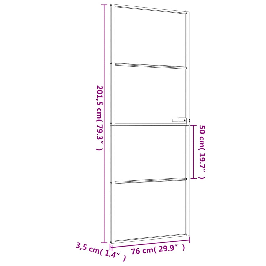 Innerdörr , härdat glas och aluminium slim