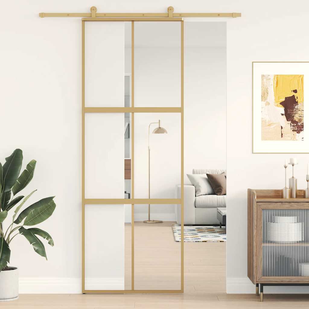 Skjutdörr klart ESG-glas och aluminium