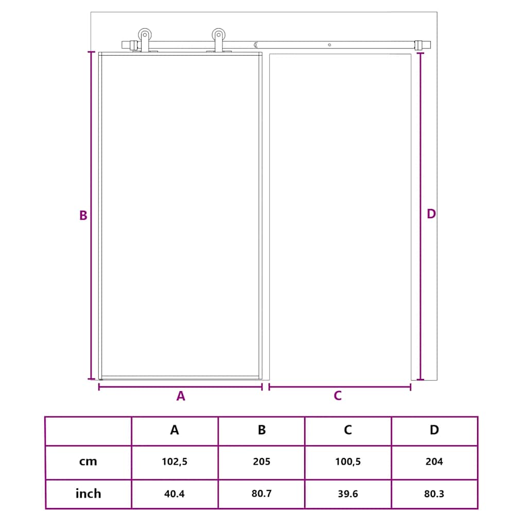 Skjutdörr 102, klart ESG-glas och aluminium