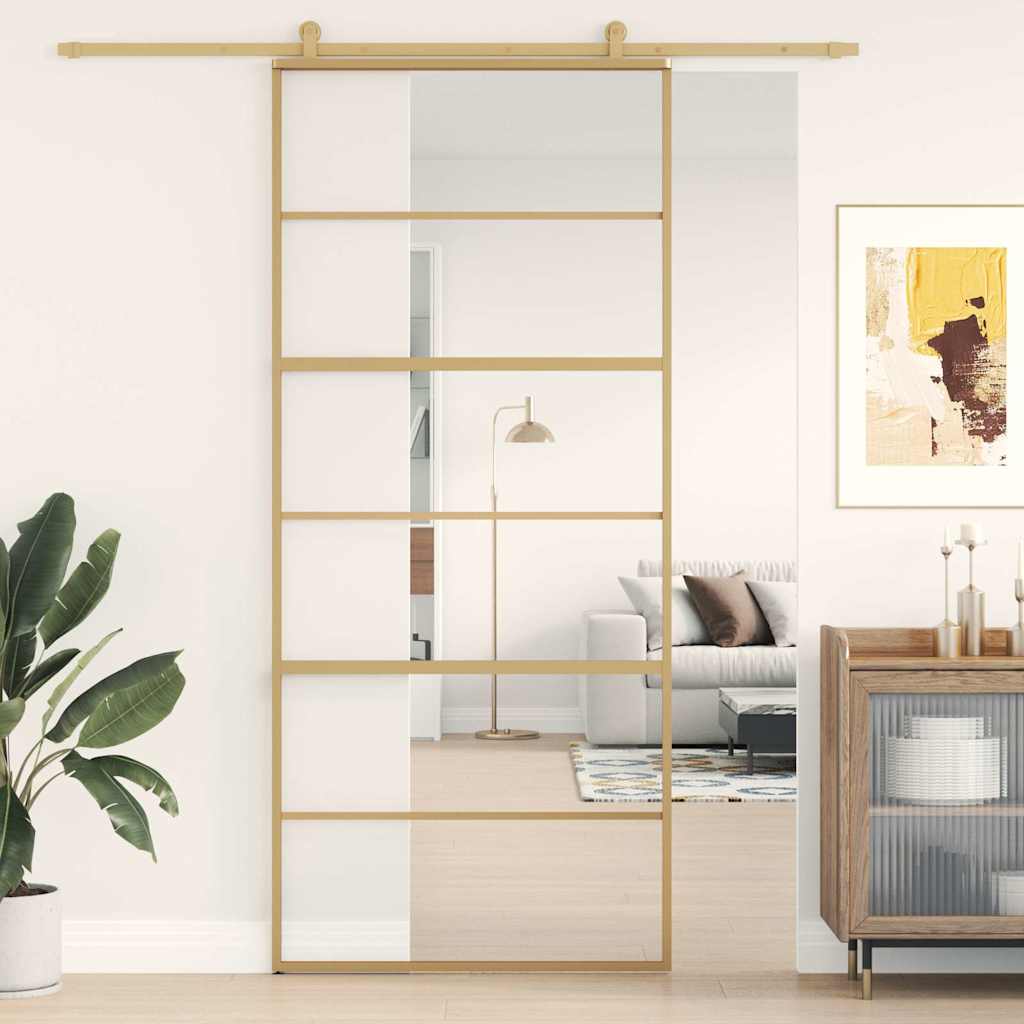 Skjutdörr klart ESG-glas och aluminium