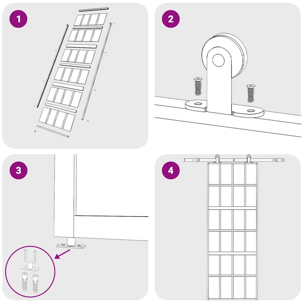 Skjutdörr frostat ESG-glas och aluminium