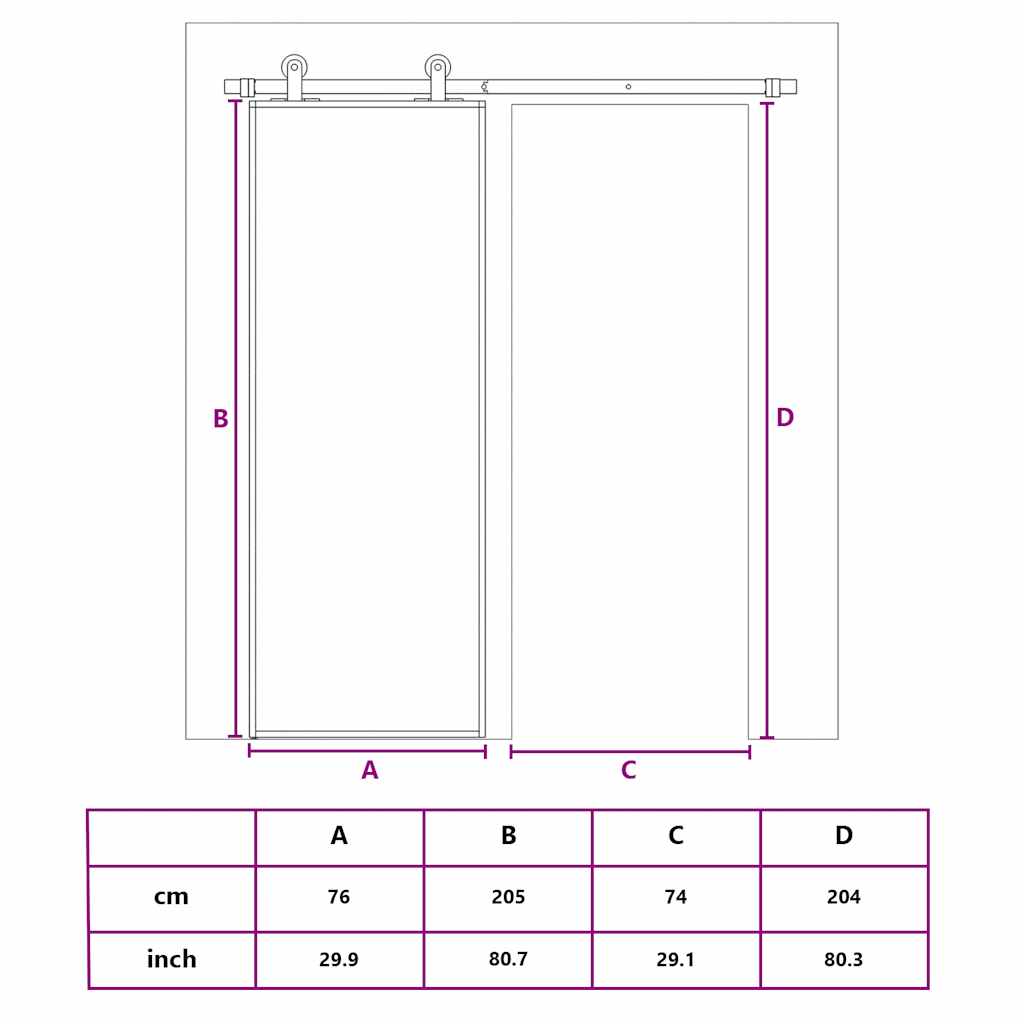 Skjutdörr frostat ESG-glas och aluminium