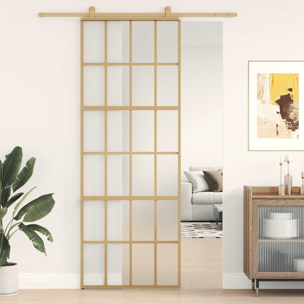 Skjutdörr frostat ESG-glas och aluminium
