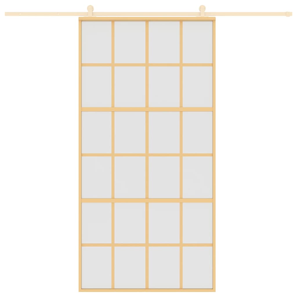 Skjutdörr 102, frostat ESG-glas och aluminium