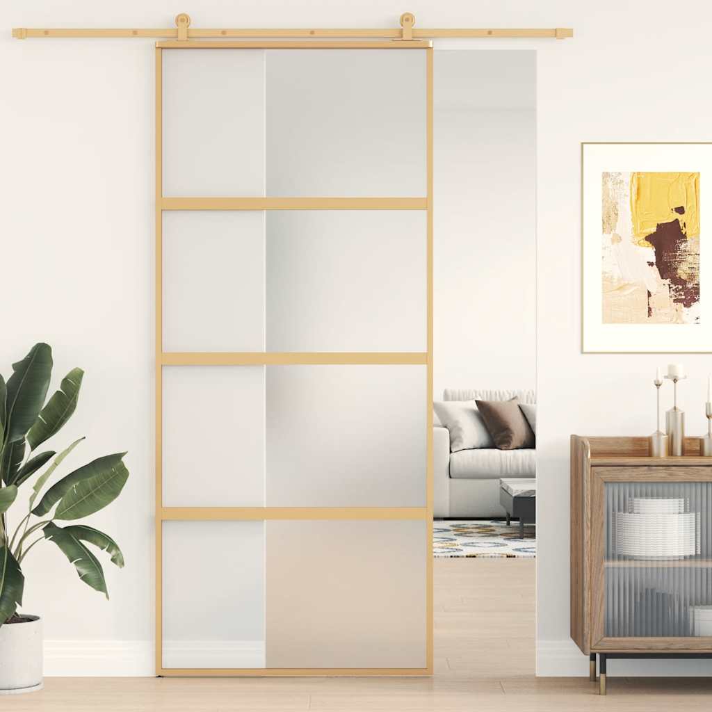 Skjutdörr frostat ESG-glas och aluminium