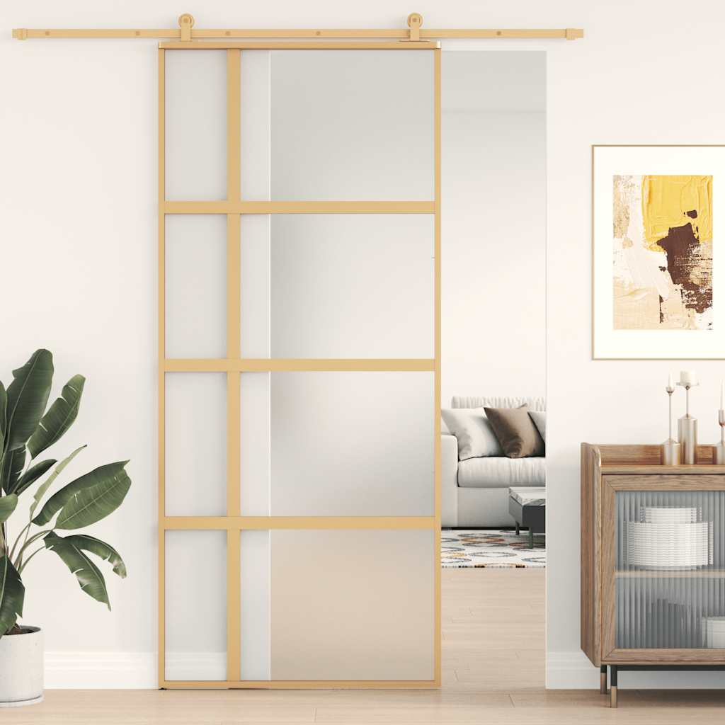 Skjutdörr frostat ESG-glas och aluminium