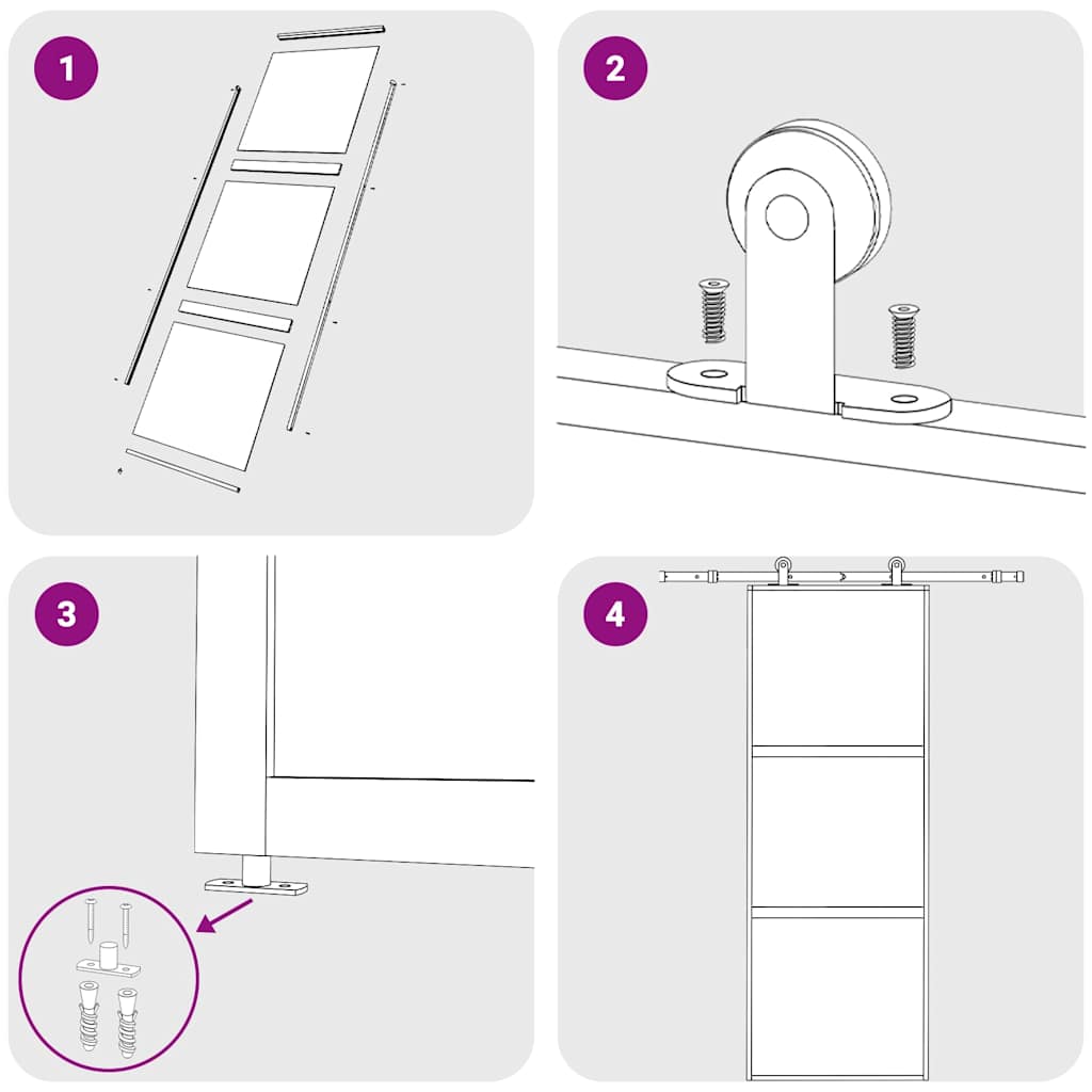 Skjutdörr härdat glas och aluminium
