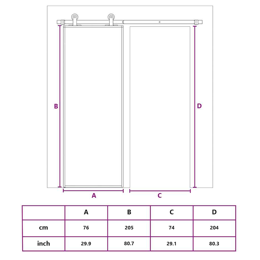 Skjutdörr härdat glas och aluminium