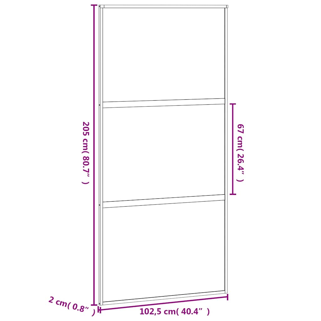 Skjutdörr 102, härdat glas och aluminium