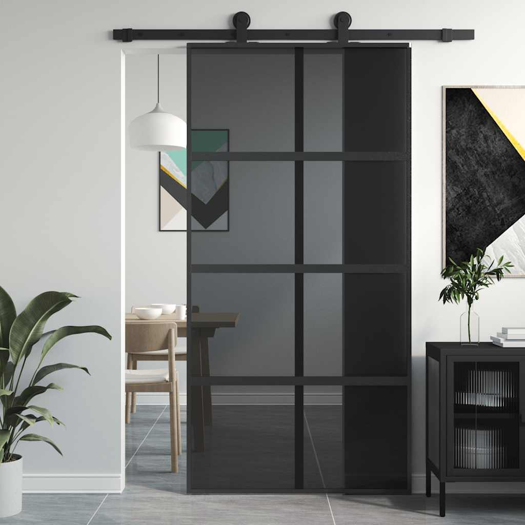 Skjutdörr 102, härdat glas och aluminium