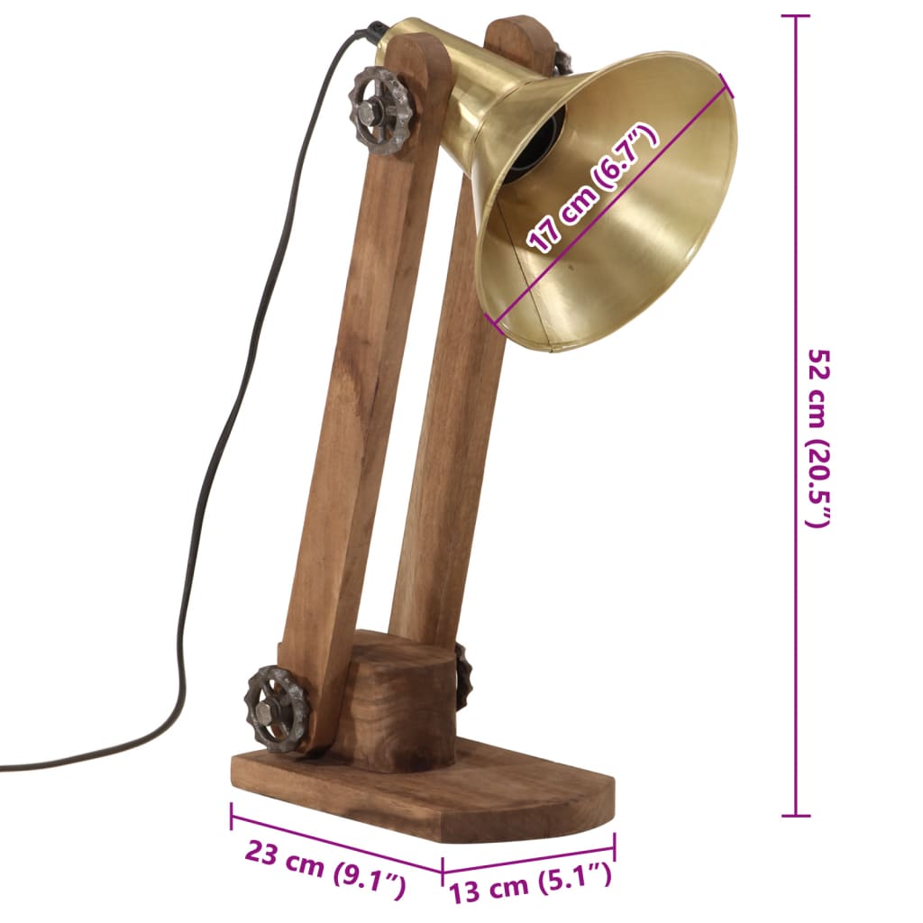 Skrivbordslampa 25 W antik mässing E27
