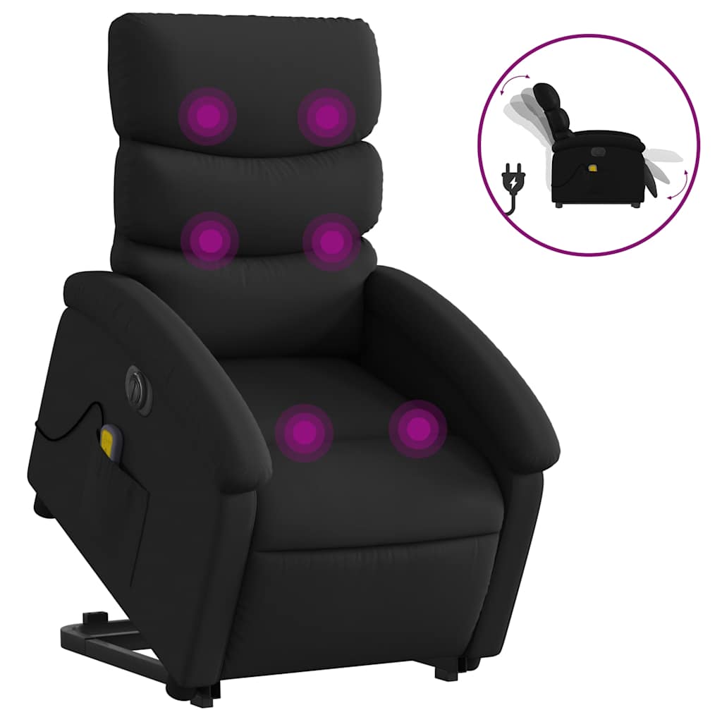 Massagefåtölj med uppresningshjälp konstläder