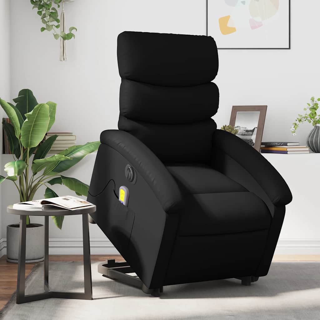 Massagefåtölj med uppresningshjälp konstläder