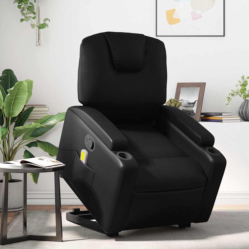 Massagefåtölj med uppresningshjälp konstläder
