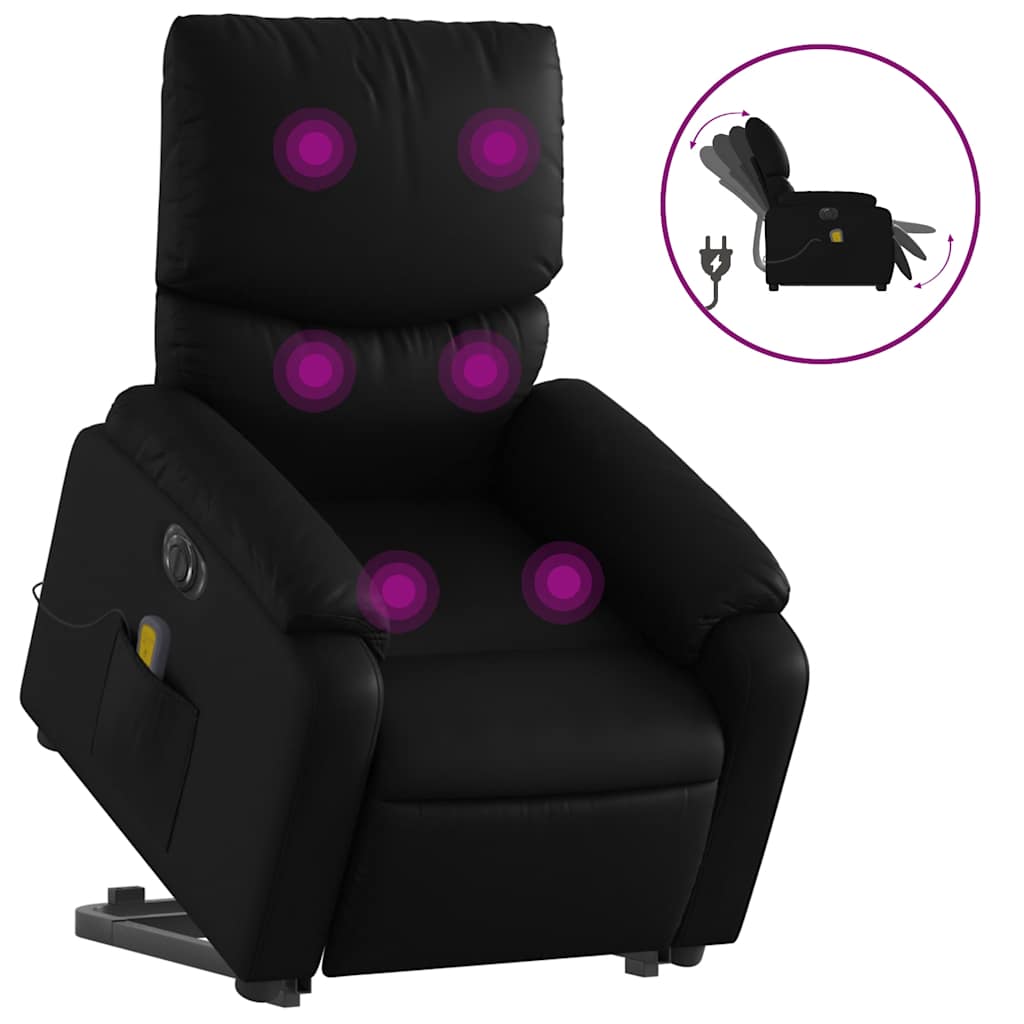 Massagefåtölj med uppresningshjälp konstläder