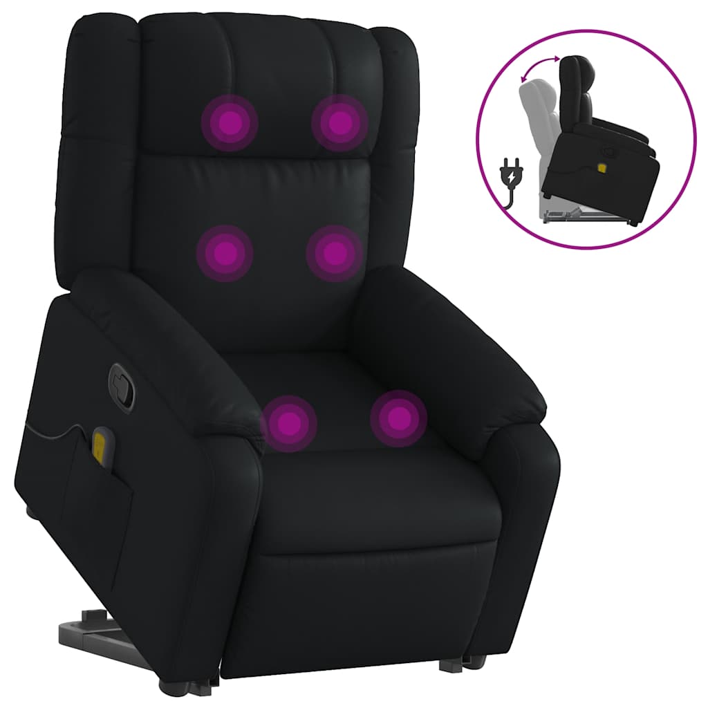 Massagefåtölj med uppresningshjälp konstläder