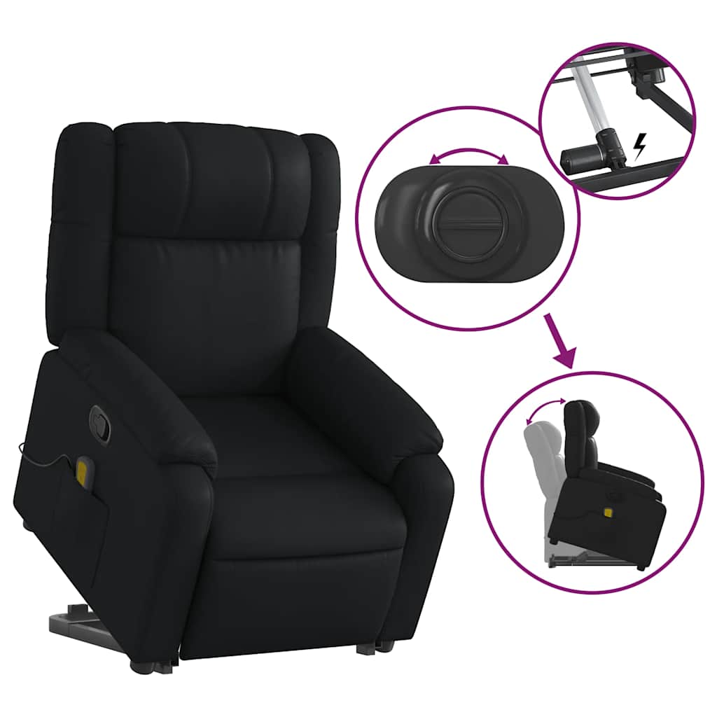 Massagefåtölj med uppresningshjälp konstläder