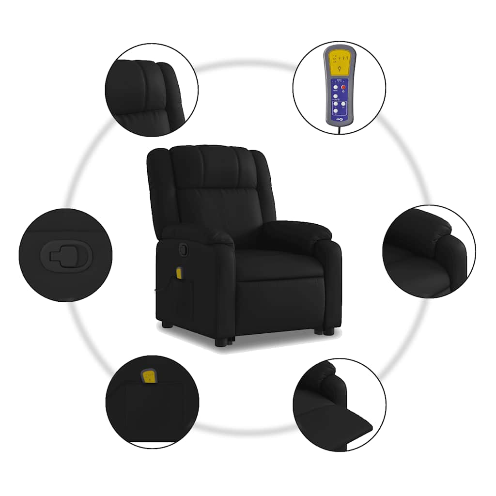 Massagefåtölj med uppresningshjälp konstläder