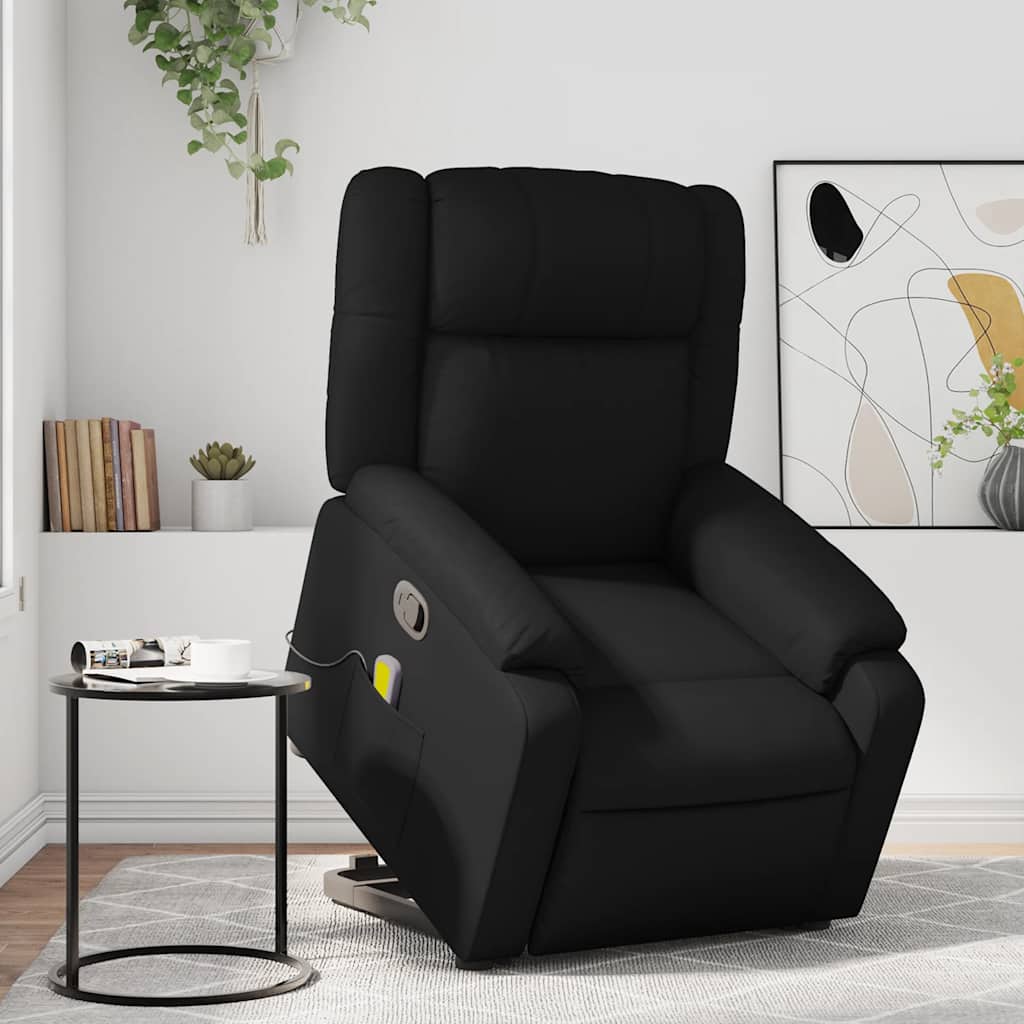 Massagefåtölj med uppresningshjälp konstläder