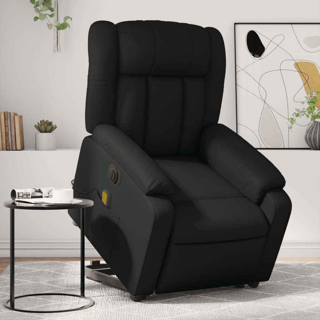 Massagefåtölj med uppresningshjälp konstläder