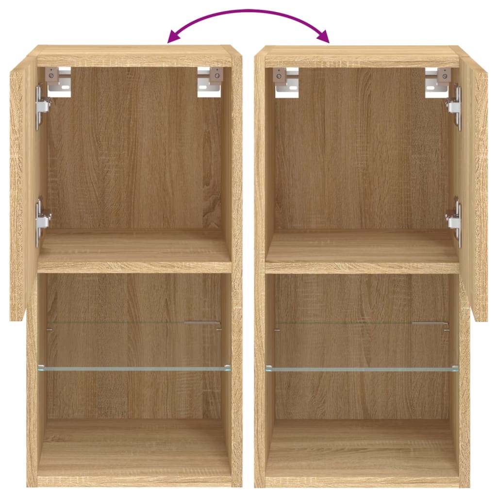 Tv-bänk med LED-belysning 2 st -ek