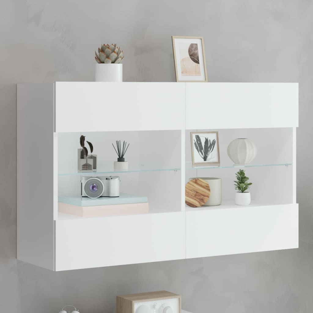 Väggmonterad TV-Bänk LED 2 st
