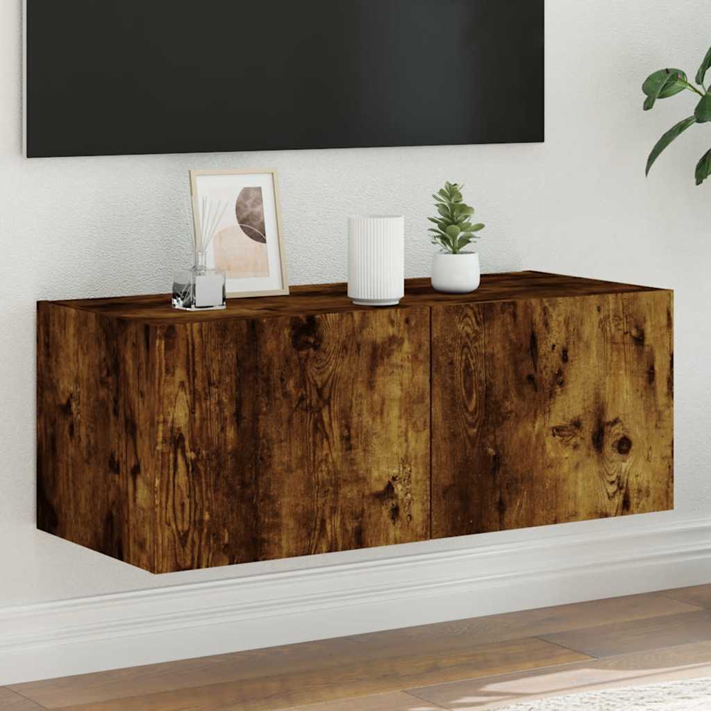 Väggmonterad TV-Bänk LED 2 st