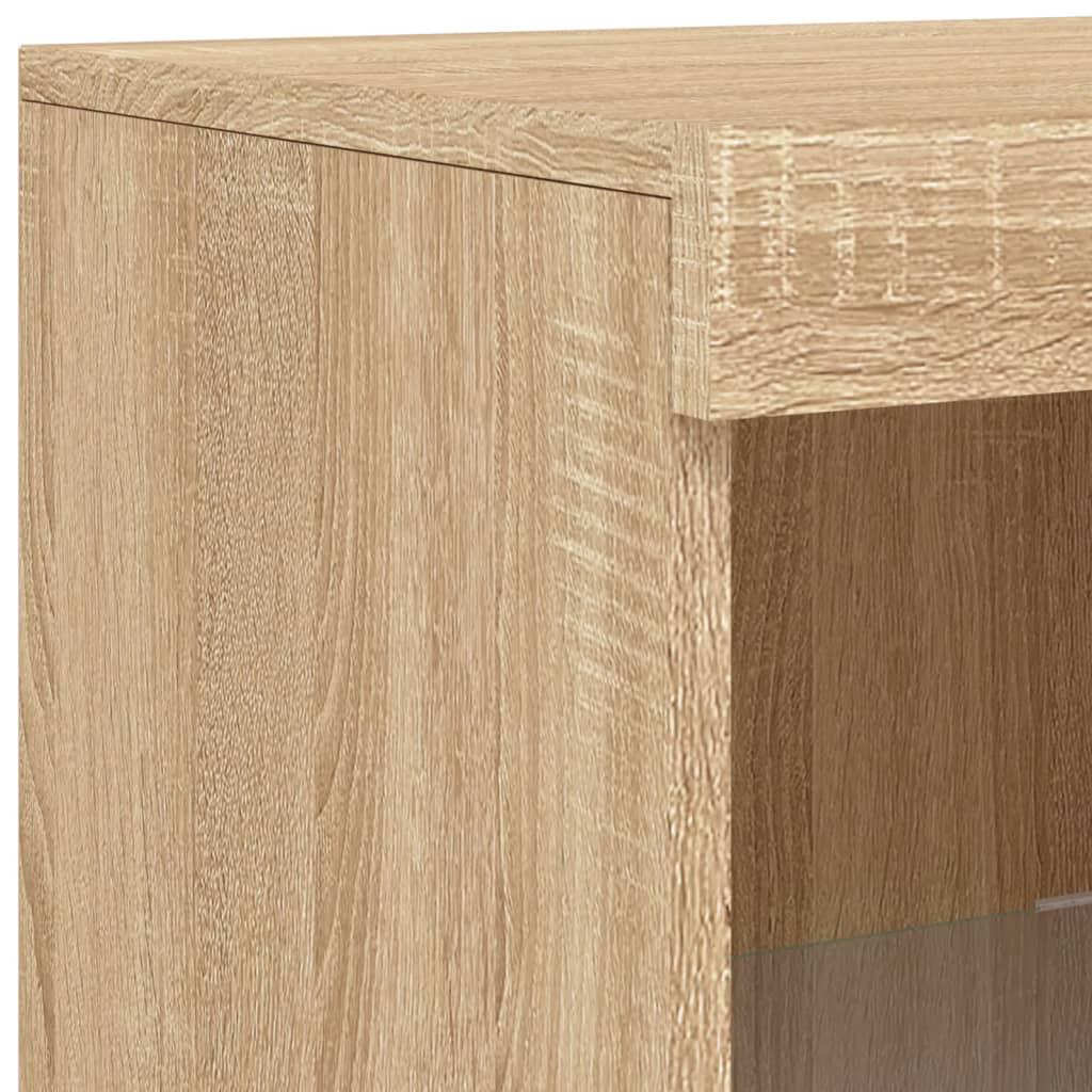 Skänkar med LED-belysning 3 st -ek konstruerat trä