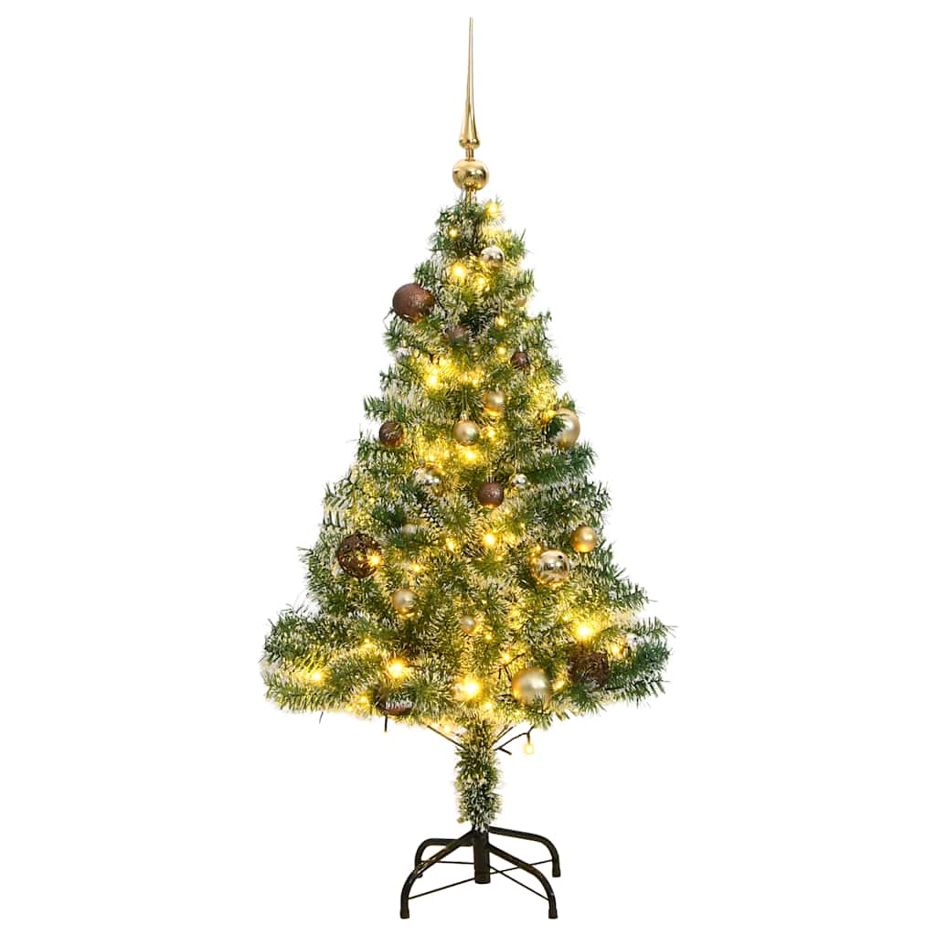 Plastgran 150 LEDs och kulor och snö