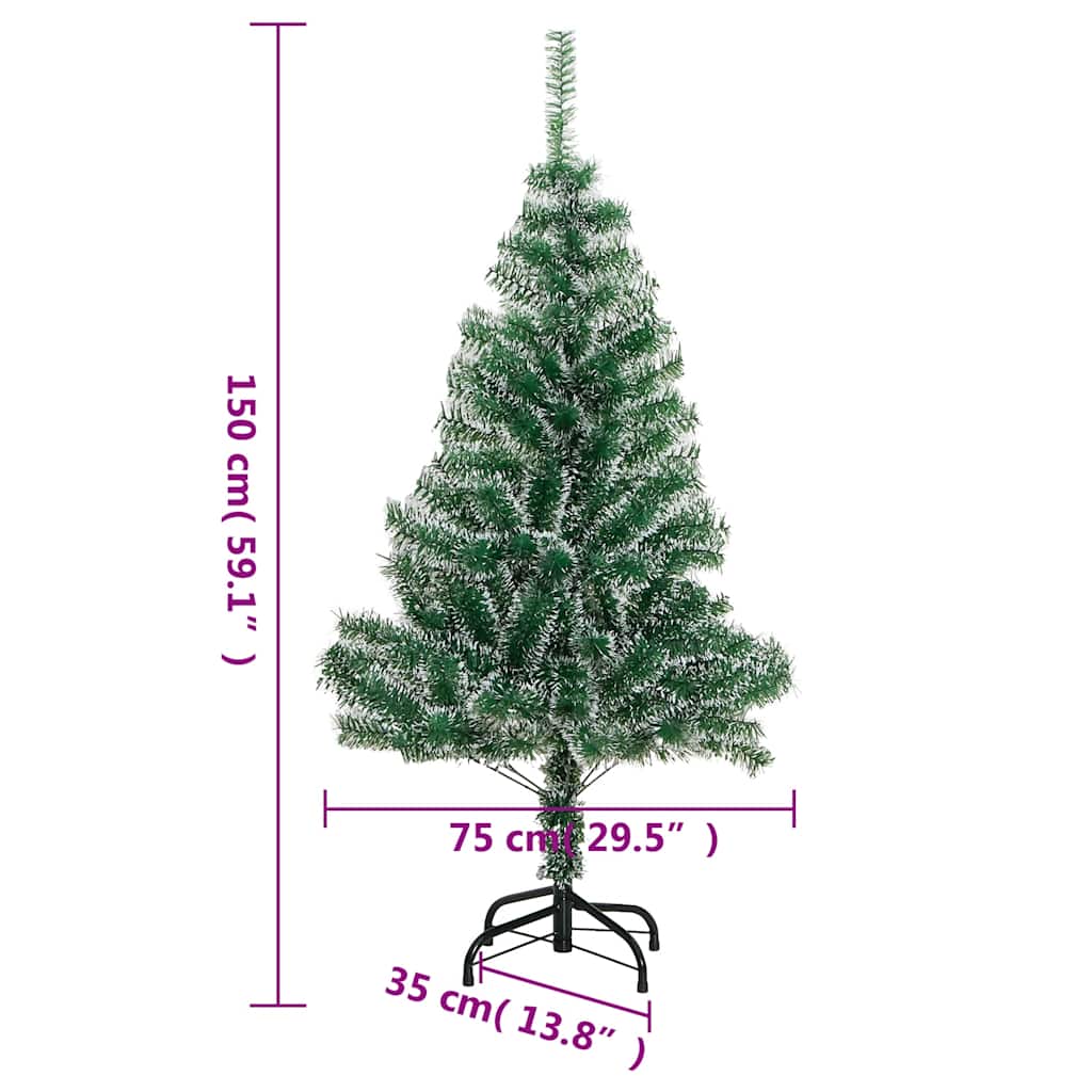 Plastgran 150 LEDs och kulor och snö