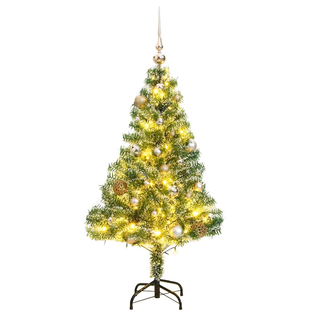 Plastgran 150 LEDs och kulor och snö