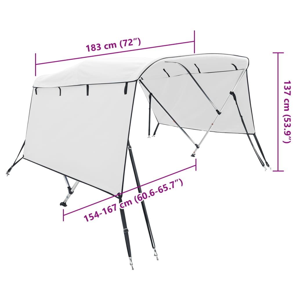 Båtkapell med 3 bågar 183x(154-167)x137 cm