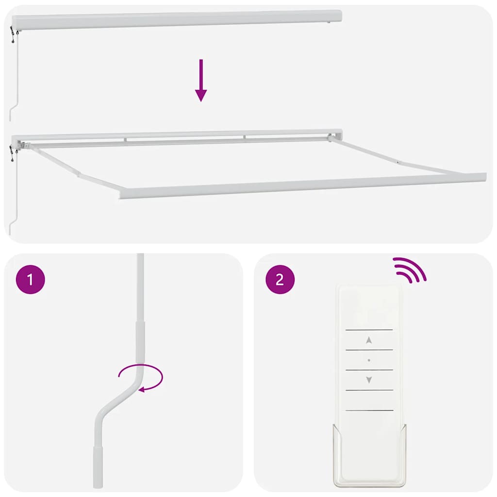 Markis infällbar och 4, tyg och aluminium