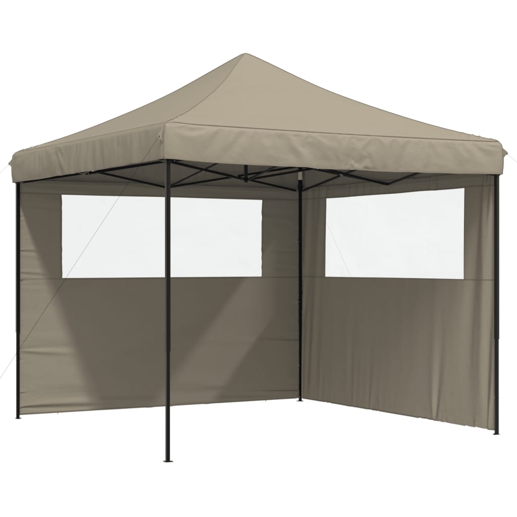 Pop-Up hopfällbart partytält med 2 sidoväggar taupe