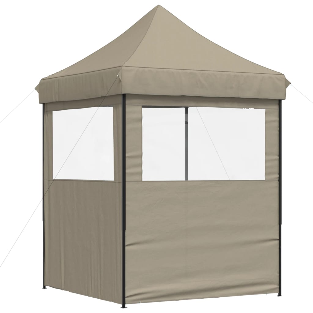 Pop-Up hopfällbart partytält med 2 sidoväggar taupe