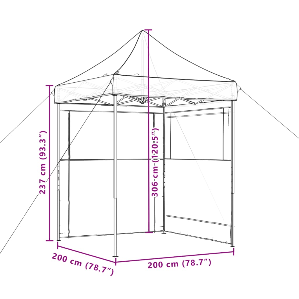 Pop-Up hopfällbart partytält med 2 sidoväggar taupe