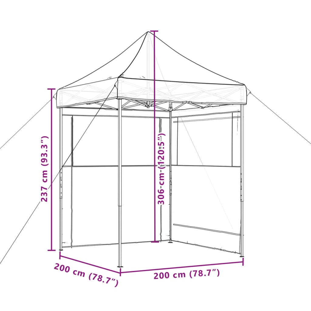 Pop-Up hopfällbart partytält med 2 sidoväggar