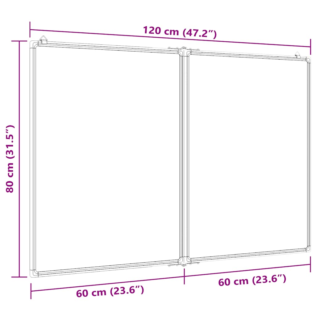 Magnetisk whiteboard hopfällbar aluminium