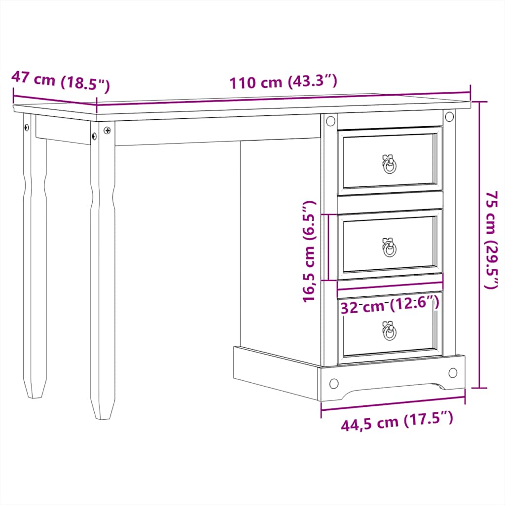 Sminkbord Corona massiv furu