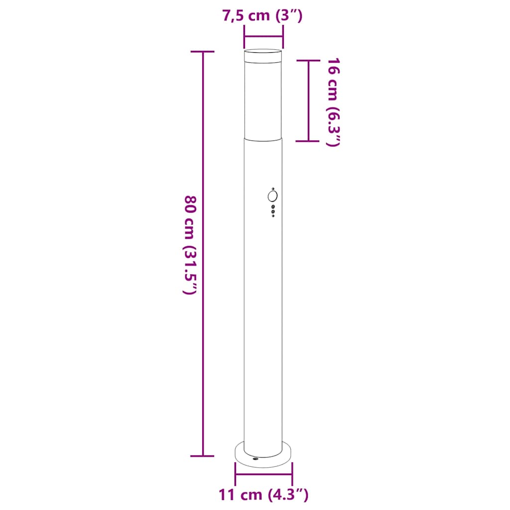 Pollare Med Sensor Rostfritt Ip44
